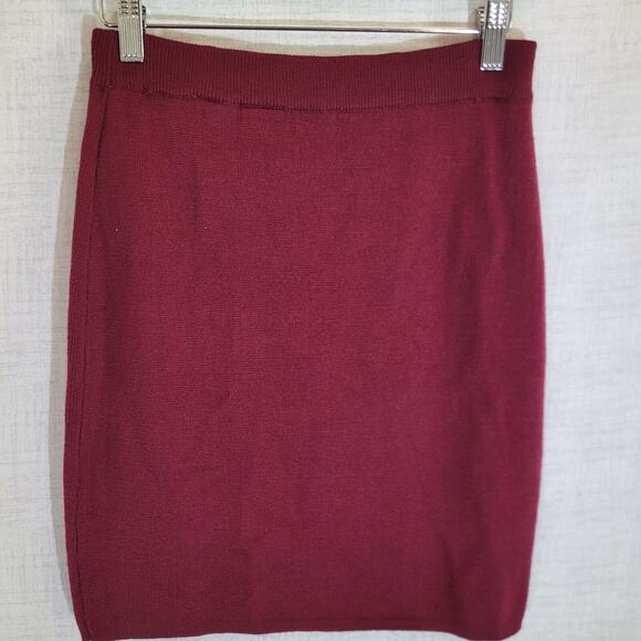 Valerie Stevens Knit Skirt Womens Petite Small Red Merino Wool Pencil Skirt - Picture 1 of 7